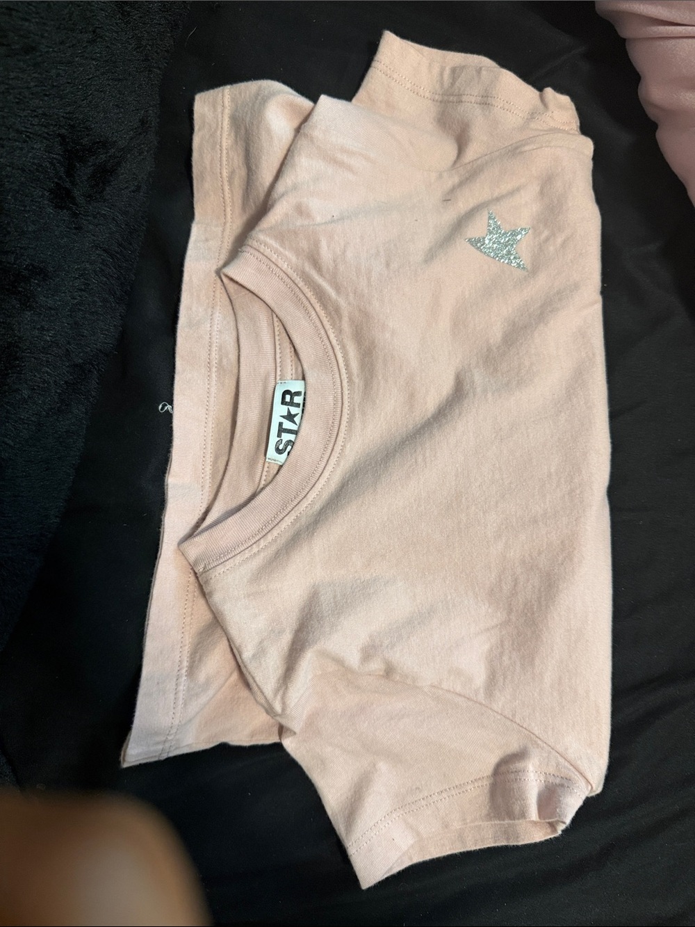 Golden Goose Pale Pink Short Sleeve Tee with Silver Star Accent